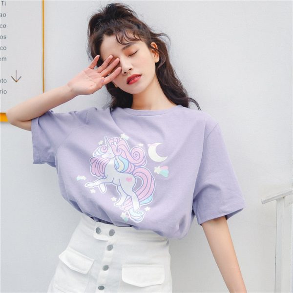 Pastel Unicorn Kawaii T-shirt - 1 - Kawaii Mix