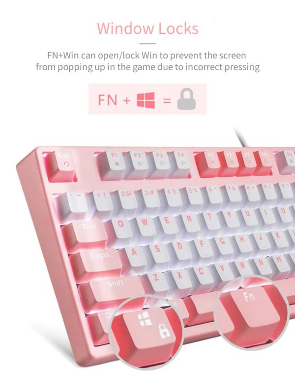 Classic Pink Mechanical Keyboard USB Wired - 5 - Kawaii Mix