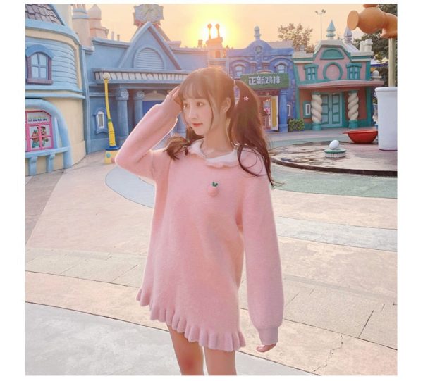 Kawaii Peach Sweater Dress - 1 - Kawaii Mix