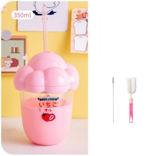 350ml Ice Cream Plastic Bottle w/Straw - 4 - Kawaii Mix