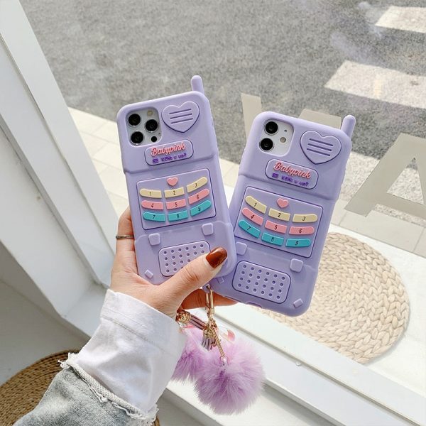 Retro Heart iPhone Case Pink / Purple - 14 - Kawaii Mix