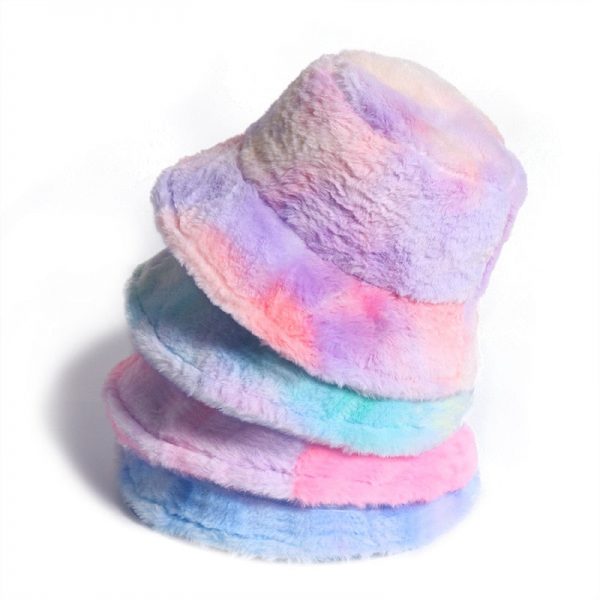 Tie-dye Fluffy Bucket Hat - 1 - Kawaii Mix