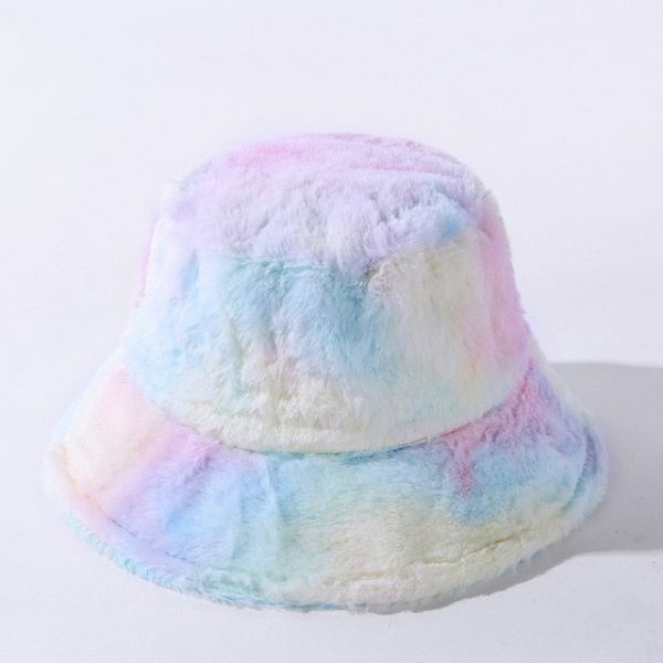 Tie-dye Fluffy Bucket Hat - 5 - Kawaii Mix