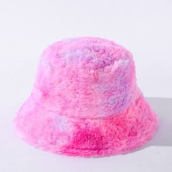 Tie-dye Fluffy Bucket Hat - 4 - Kawaii Mix