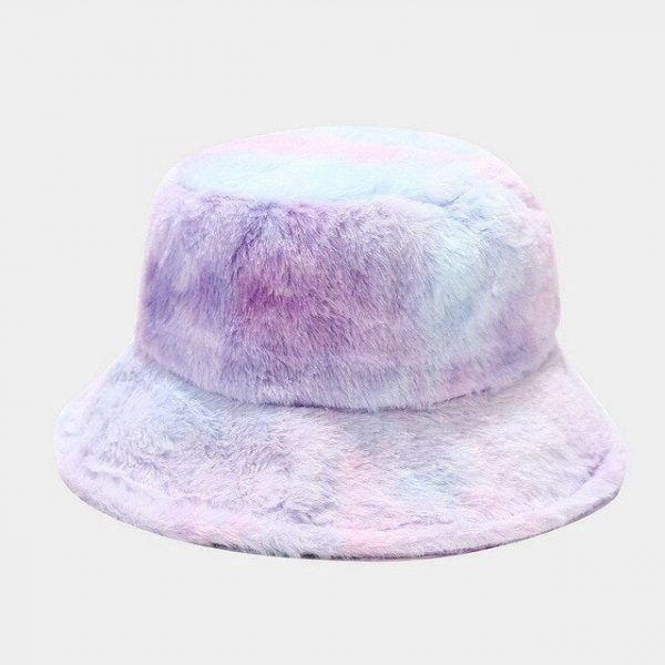 Tie-dye Fluffy Bucket Hat - 6 - Kawaii Mix