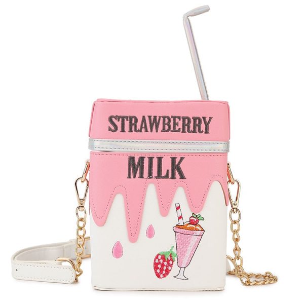 Strawberry Milk Box Chain Shoulder Bag - 1 - Kawaii Mix