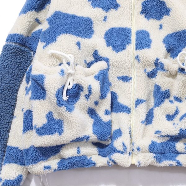 Oversize Cow Print Fleece Coat - 6 - Kawaii Mix