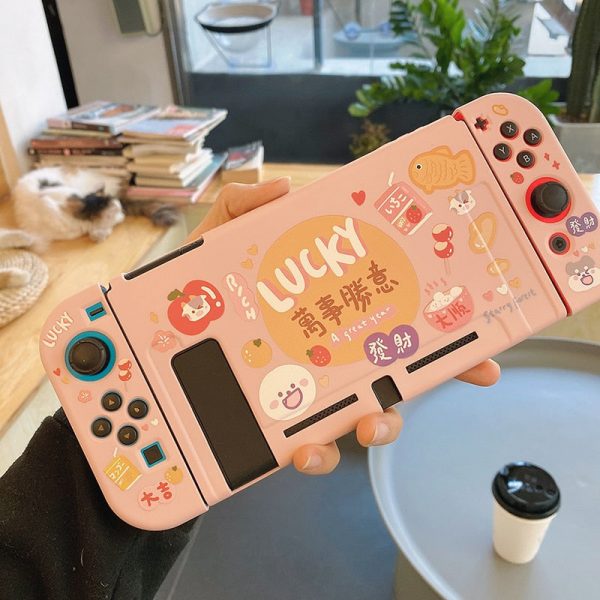 Lucky and Happy pink Kawaii Soft Switch / Switch Lite Case - 1 - Kawaii Mix