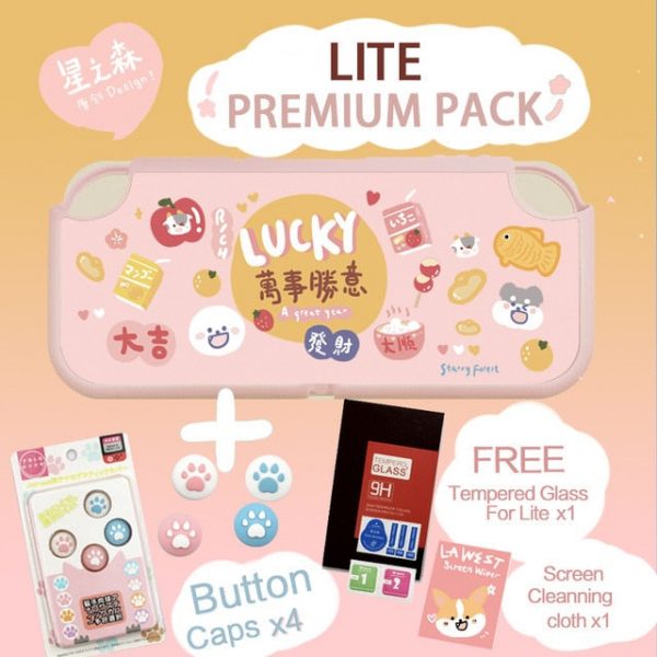 Lucky and Happy pink Kawaii Soft Switch / Switch Lite Case - 6 - Kawaii Mix
