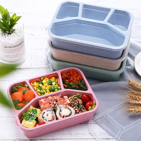 5 Grid Wheat Straw Microwave Lunch Bento Box - 1 - Kawaii Mix