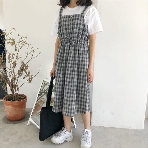 Kawaii Plaid Fashion Pinafore Summer Dress - 5 - Kawaii Mix