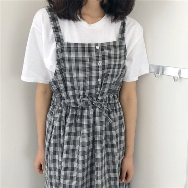 Kawaii Plaid Fashion Pinafore Summer Dress - 6 - Kawaii Mix