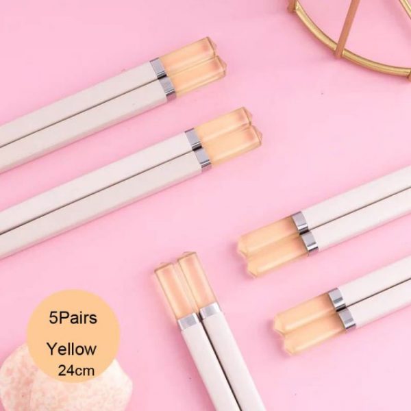Amber Candy Color Chopsticks 5 pairs - 4 - Kawaii Mix