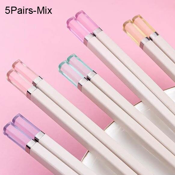 Amber Candy Color Chopsticks 5 pairs - 2 - Kawaii Mix