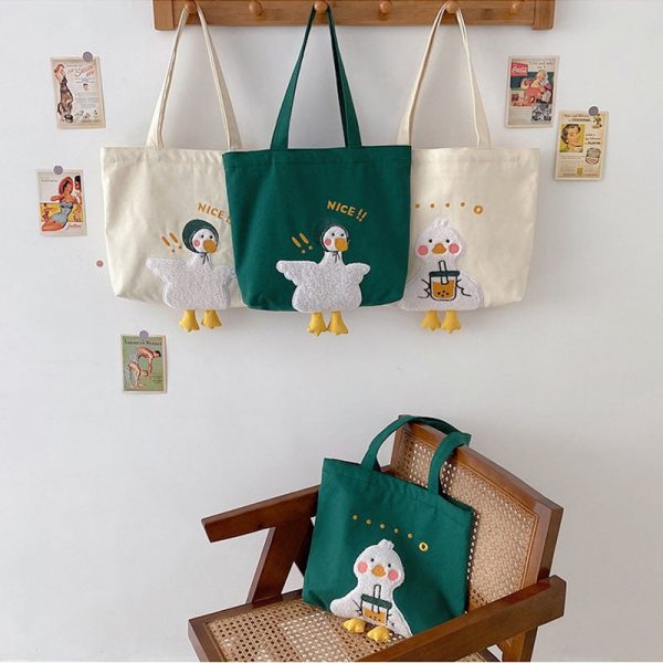 Shoppu Duck Canvas Tote Bag - 1 - Kawaii Mix