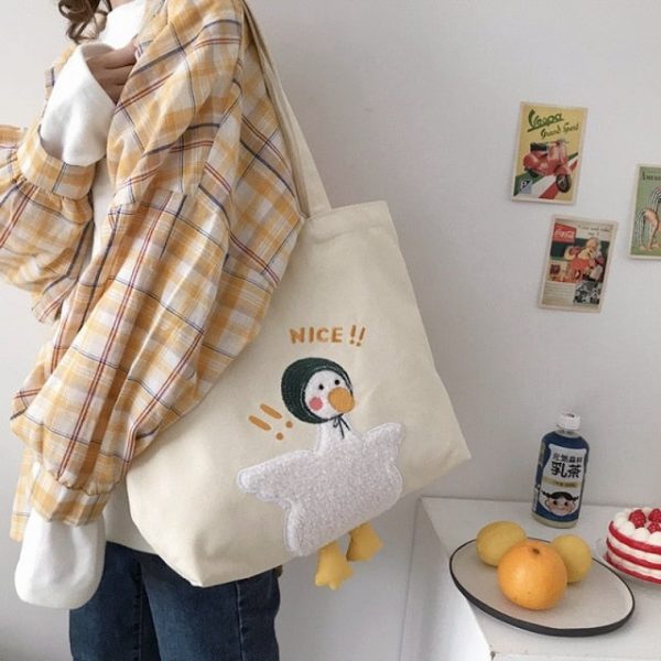 Shoppu Duck Canvas Tote Bag - 5 - Kawaii Mix