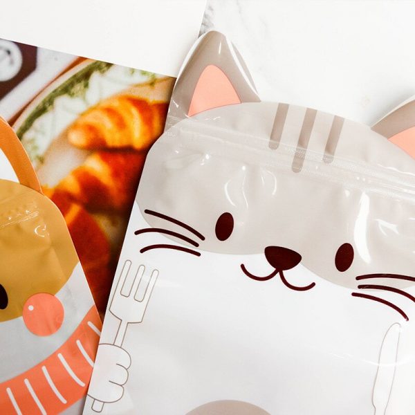 10pcs Adorable Kitten Zipper Fresh Storage Bag - 1 - Kawaii Mix