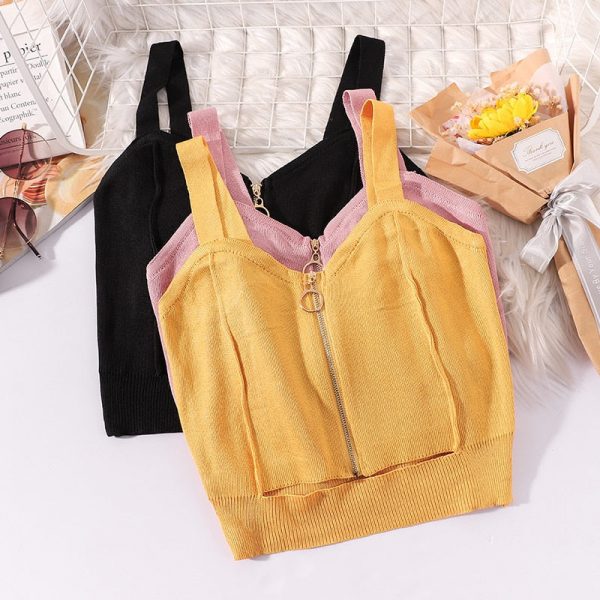 From the Heart Buttoned Knit Strap Crop Top - 1 - Kawaii Mix
