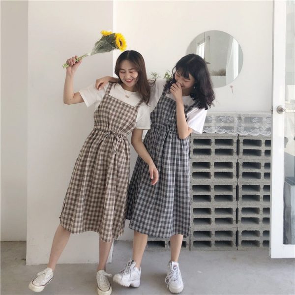 Kawaii Plaid Fashion Pinafore Summer Dress - 4 - Kawaii Mix