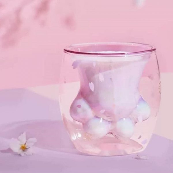 Sakura Cat Paw Glass Cup - 1 - Kawaii Mix