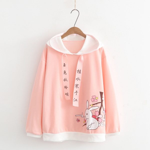 Bunny Blossom Hoodie Sweater - 1 - Kawaii Mix