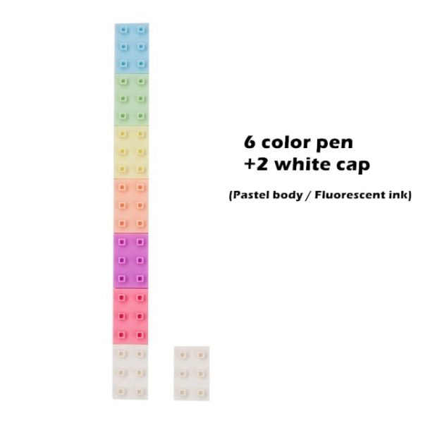 6pcs Pastel Color Building Block Highlighter Pen Set - 2 - Kawaii Mix