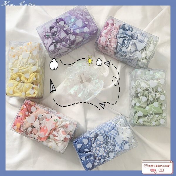 5PCS/Set Colourful Plaid Scrunchies - 16 - Kawaii Mix
