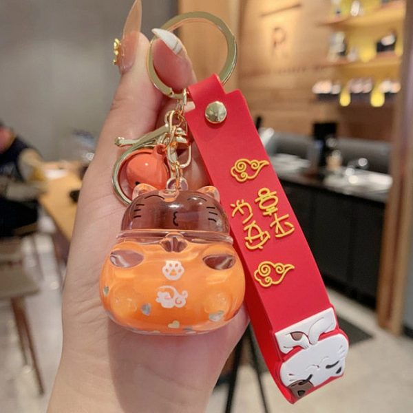 Creative Lucky Cat Transparent Floating Bottle Keychain - 3 - Kawaii Mix