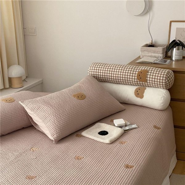 Kawaii Bear Plaid Cuddle Bed Boltser Pillow - 2 - Kawaii Mix