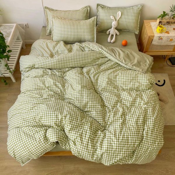 Plaid Duvet Cover Bed Sheets Korean Style Aesthetic Bedding Set - 11 - Kawaii Mix
