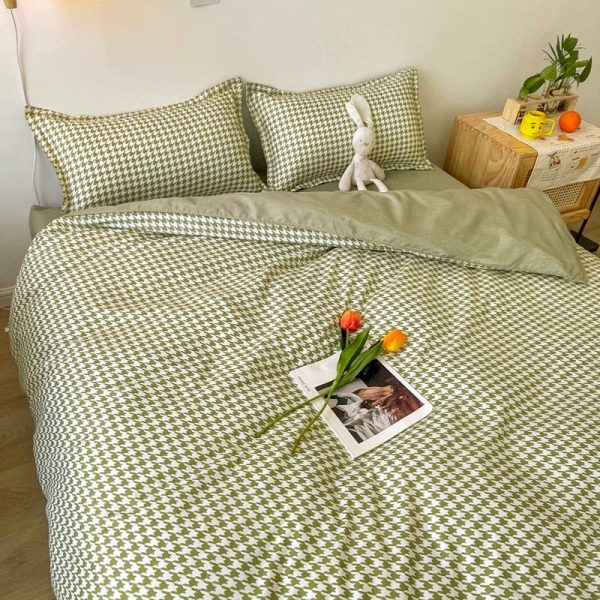 Plaid Duvet Cover Bed Sheets Korean Style Aesthetic Bedding Set - 9 - Kawaii Mix