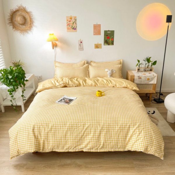 Plaid Duvet Cover Bed Sheets Korean Style Aesthetic Bedding Set - 12 - Kawaii Mix
