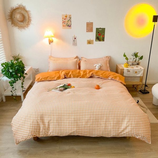 Plaid Duvet Cover Bed Sheets Korean Style Aesthetic Bedding Set - 10 - Kawaii Mix