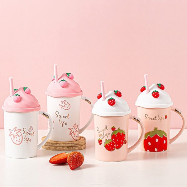 Kawaii Strawberry Ice Cream Mug Coffee Cup - 2 - Kawaii Mix