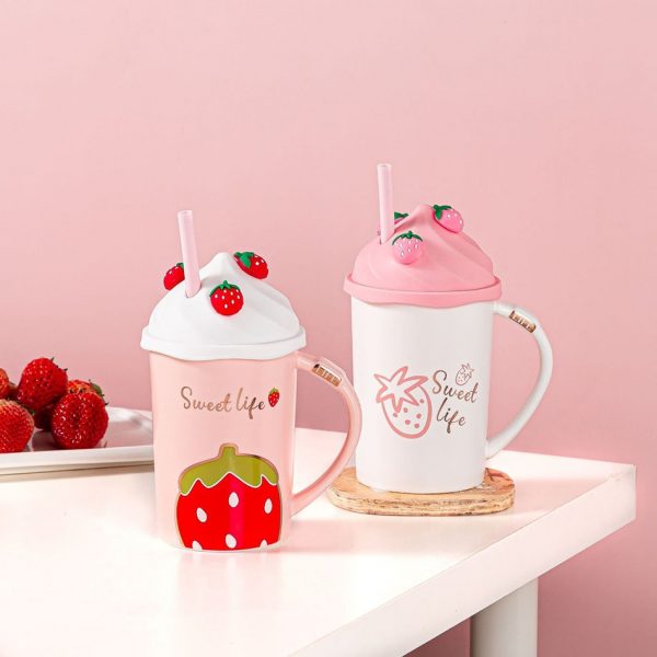 Kawaii Strawberry Ice Cream Mug Coffee Cup - 7 - Kawaii Mix
