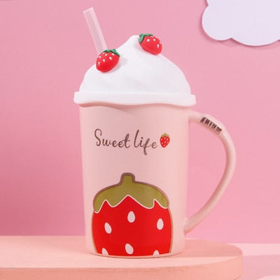 Kawaii Strawberry Ice Cream Mug Coffee Cup - 5 - Kawaii Mix