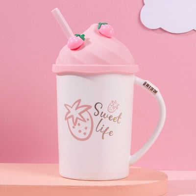 Kawaii Strawberry Ice Cream Mug Coffee Cup - 3 - Kawaii Mix