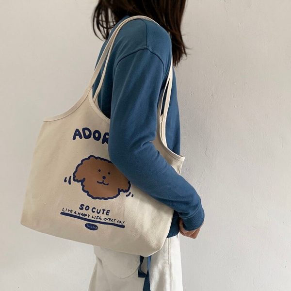 Adorable Dog Shopping Tote Bag - 1 - Kawaii Mix