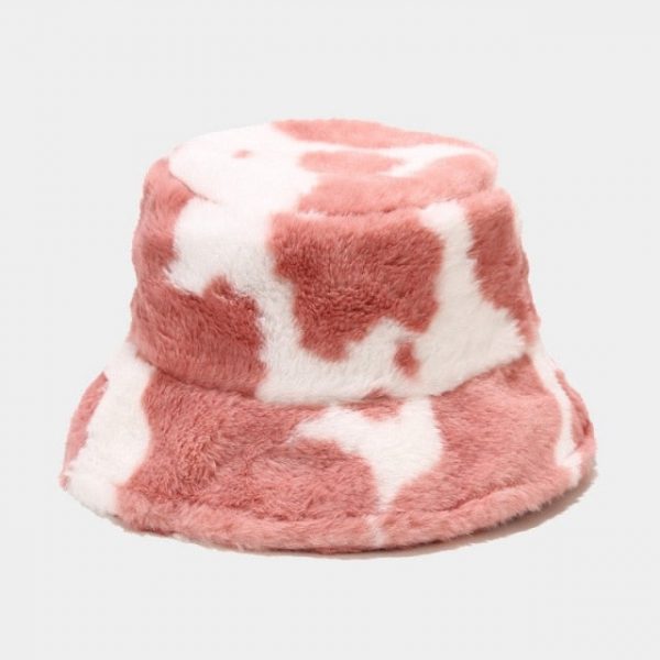 Cow Print Plush Bucket Hat - 4 - Kawaii Mix