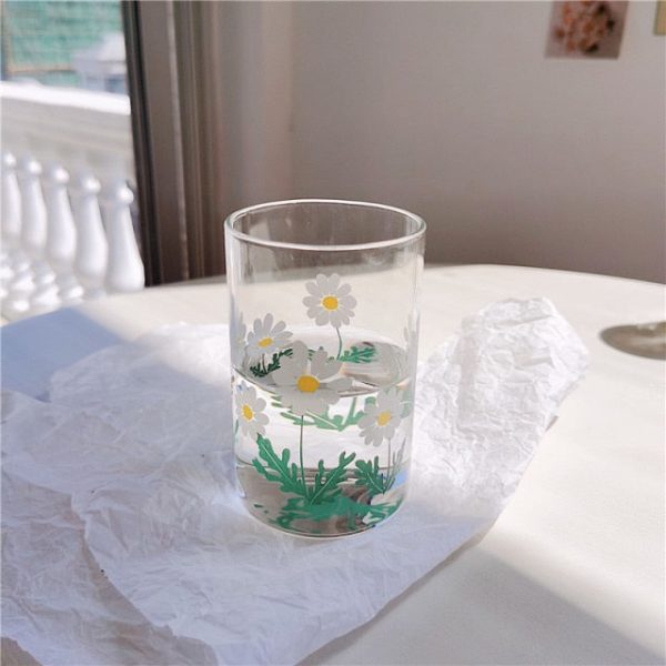 Shoppu Cafe Daisy Flower Print Glass Water Bottle & Cup - 4 - Kawaii Mix