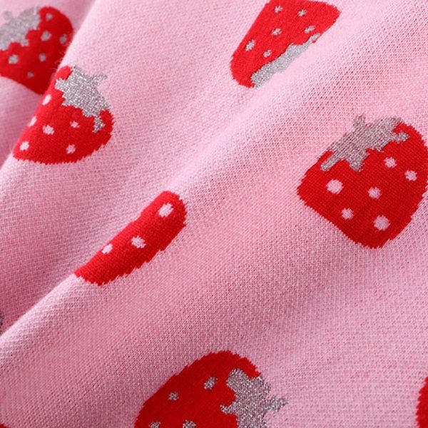 Strawberry Print Kawaii Pink Cardigan - 2 - Kawaii Mix