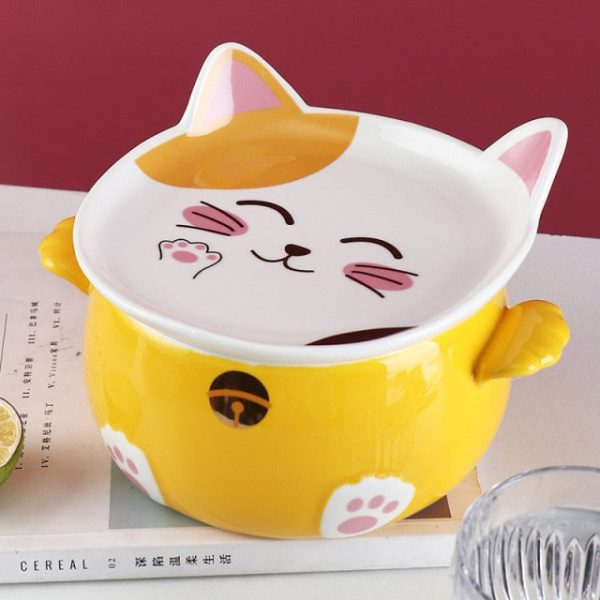 Kawaii Cat Ramen Bowl With Chopsticks Lid Spoon Plate - 14 - Kawaii Mix
