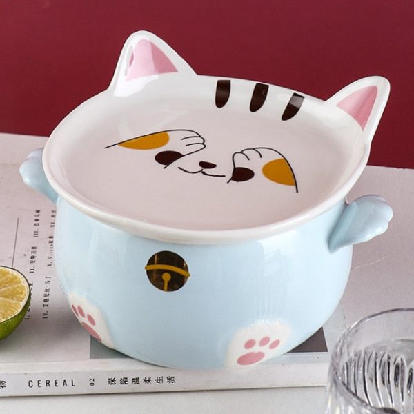 Kawaii Cat Ramen Bowl With Chopsticks Lid Spoon Plate - 13 - Kawaii Mix