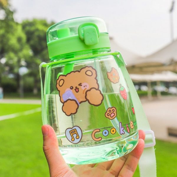 Cute Bear Big Capacity Water Bottle With Straw - 10 - Kawaii Mix