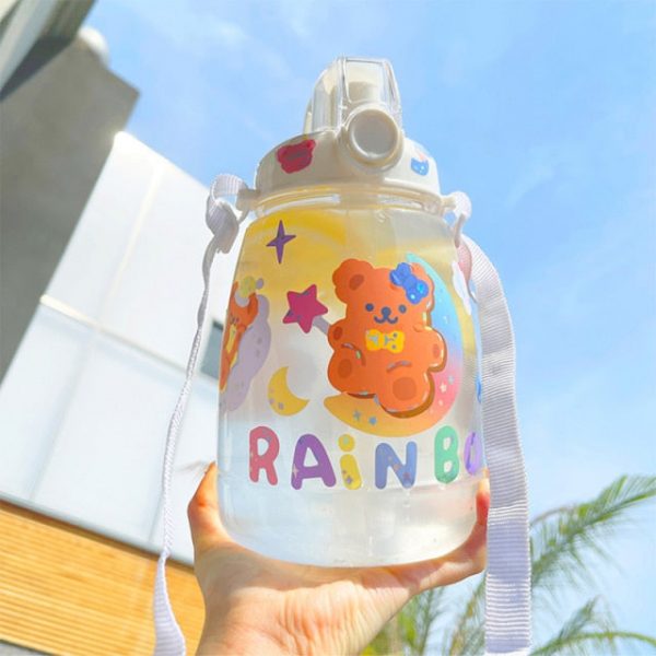 Cute Bear Big Capacity Water Bottle With Straw - 14 - Kawaii Mix