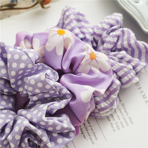 Purple Print Scrunchies - 1 - Kawaii Mix