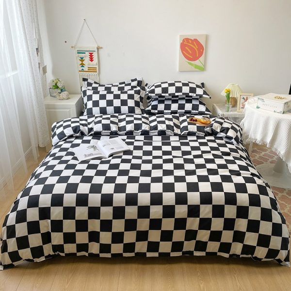 Checkerboard Plaid Aesthetic Bed Sheets Duvet Cover Bedding Set - 17 - Kawaii Mix