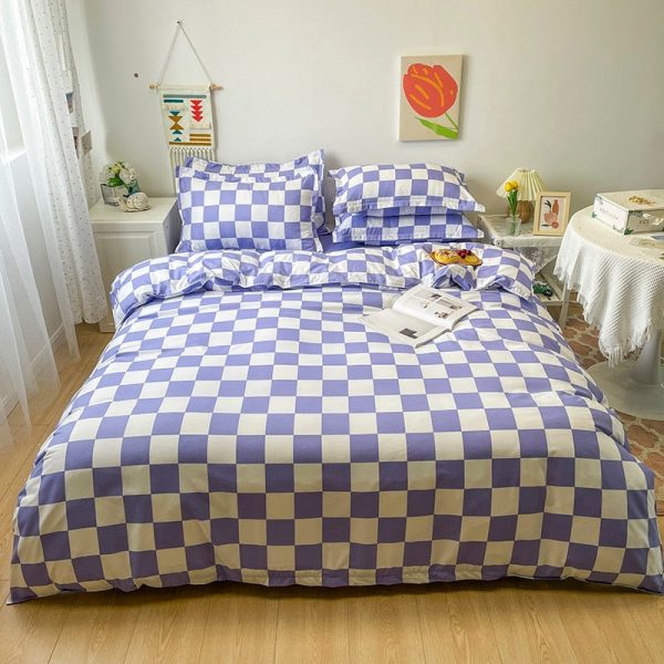 Checkerboard Plaid Aesthetic Bed Sheets Duvet Cover Bedding Set - 20 - Kawaii Mix