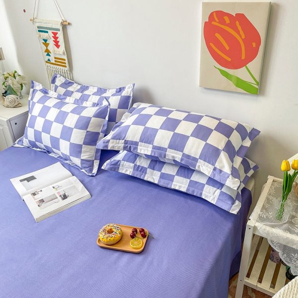 Checkerboard Plaid Aesthetic Bed Sheets Duvet Cover Bedding Set - 14 - Kawaii Mix