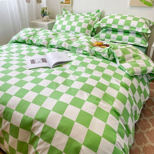 Checkerboard Plaid Aesthetic Bed Sheets Duvet Cover Bedding Set - 8 - Kawaii Mix
